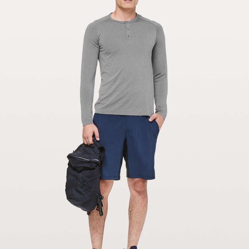 Lululemon 5 Year Basic Long Sleeve Henley Heather Gray Athleisure Shirt - Picture 6 of 10